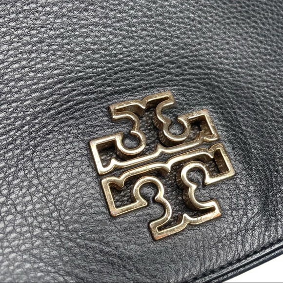 Tory Burch Britten Crossbody Bag Leather Black Convertible Clutch - Picture 8 of 10
